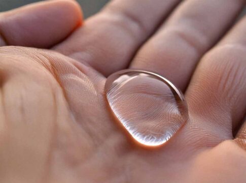 Wasser tropfen auf Hand