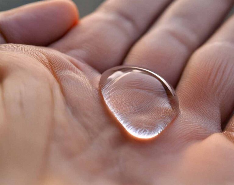 Wasser tropfen auf Hand