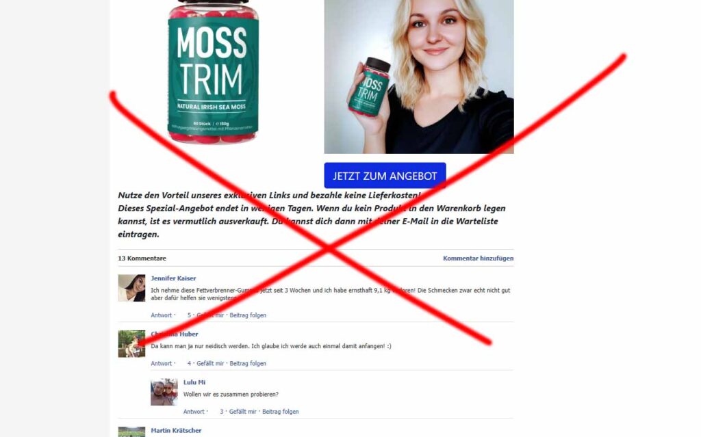 Hier ein Beispiel nicht Klickbare Erfahrungsberichte von Moss Trim