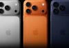 iPhone 17 Pro mit horizontaler Kamera-Bar und neuen Farboptionen Cosmic Orange, Deep Blue und Space Black.